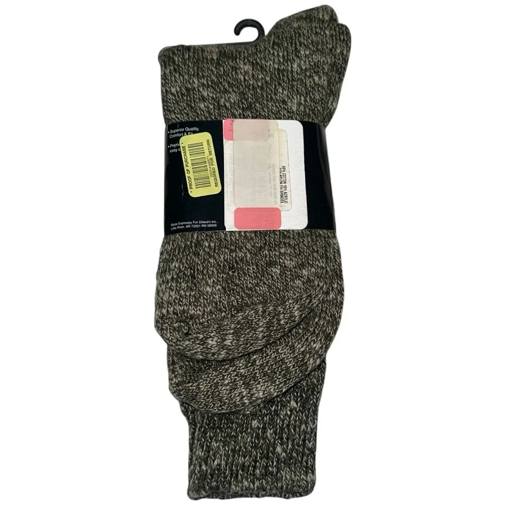 Pair Roundtree‎ & Yorke Dillards Socks Cotton Blend Brown Mens 6-12.5 New